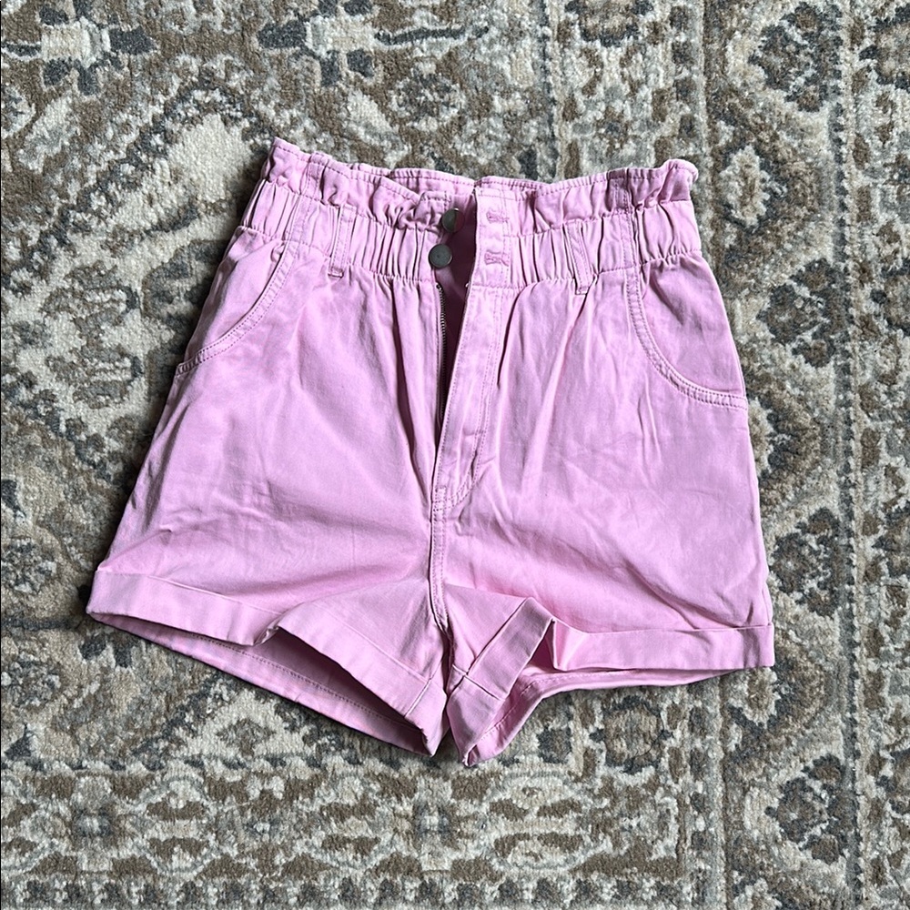 H&M Pink High Waist Shorts with Relaxed Fit